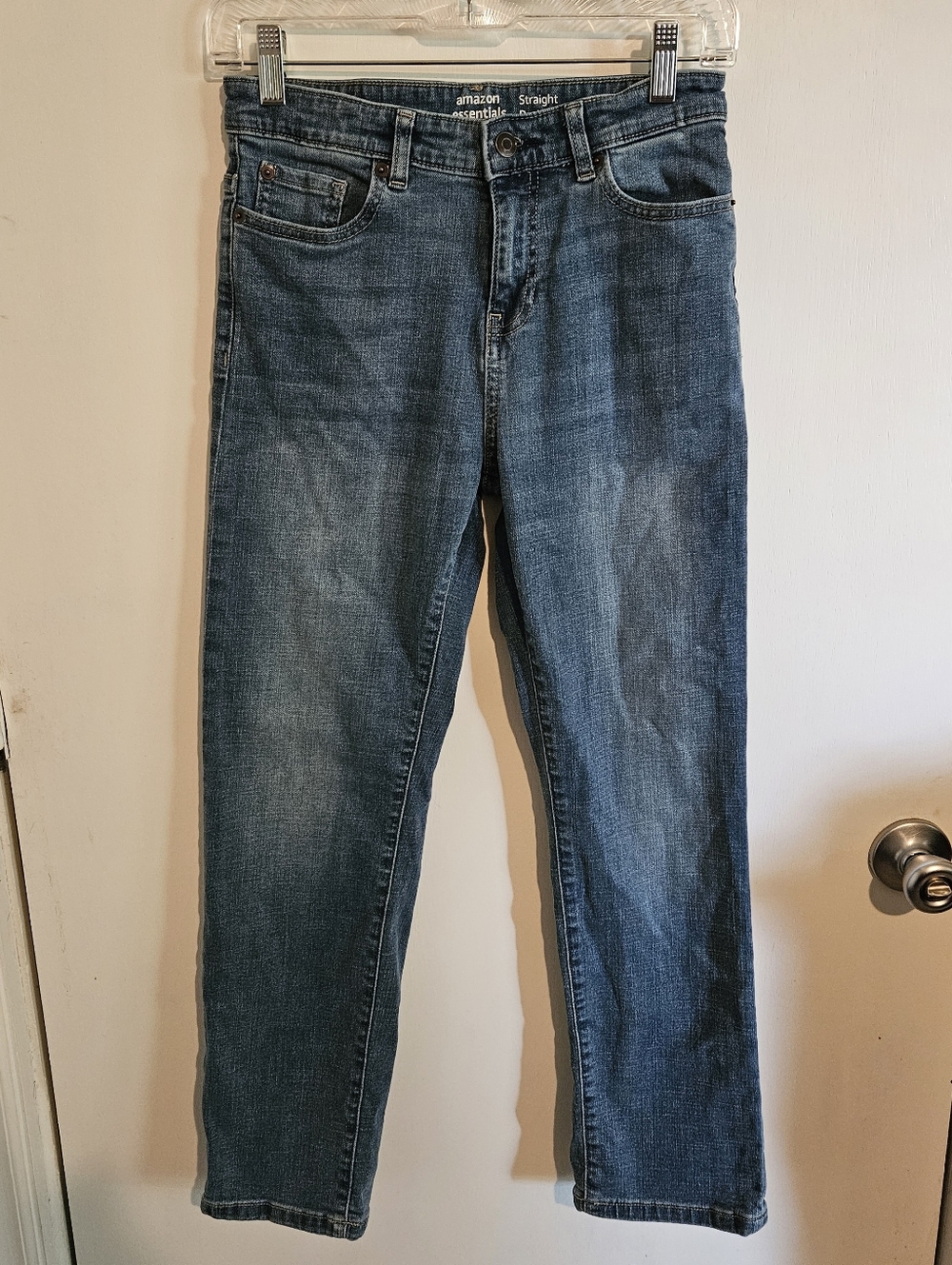 Amazon Essentials Girls Jeans Size 14 Straight Leg Medium Wash Mid Rise Denim
